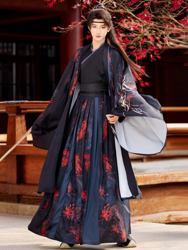 Black & Red Couple Wuxia Hanfu Set
