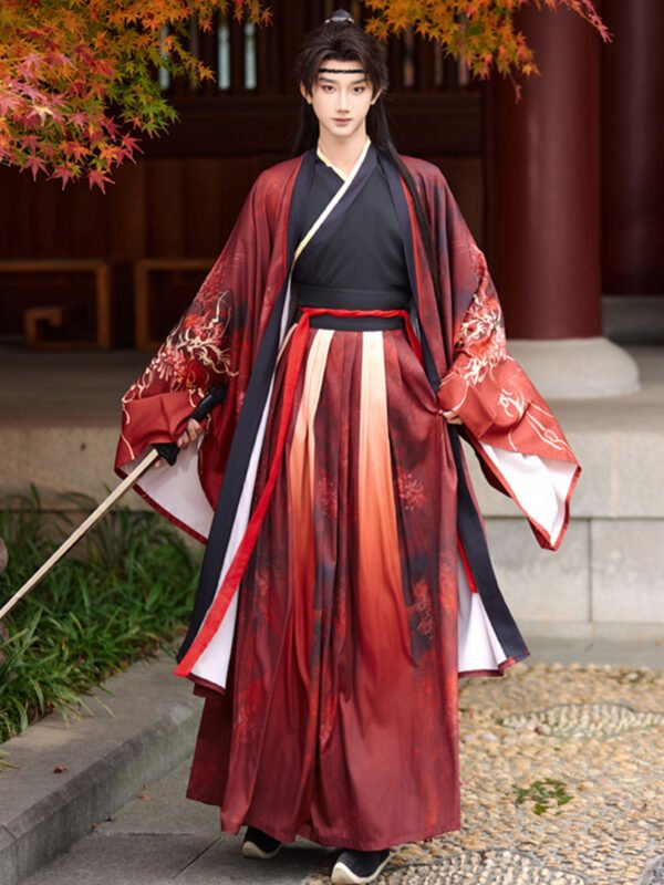 Black & Red Couple Wuxia Hanfu Set