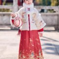 Girls' Winter Chinese Style Horse Face Skirt Hanfu Set