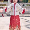 Girls' Winter Chinese Style Horse Face Skirt Hanfu Set