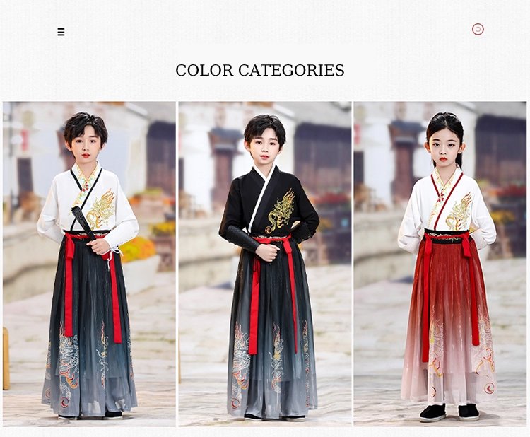 Unisex Kids Traditional Wuxia Hanfu