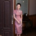 Chinese Style Midi Silk Short Sleeve Cheongsam