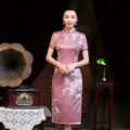 Chinese Style Midi Silk Short Sleeve Cheongsam