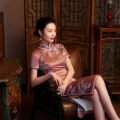 Chinese Style Midi Silk Short Sleeve Cheongsam