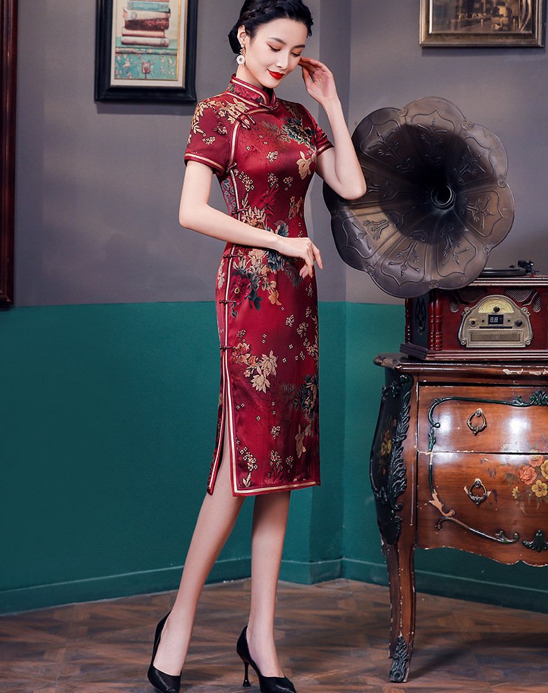 chinese traditional dress & chinese Wedding qipao dress blue/green colors