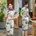High end long Qipao with Chinese ink painting design