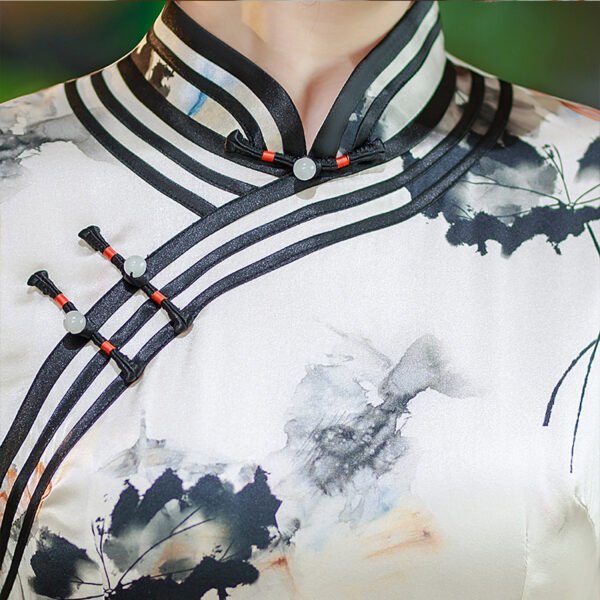 High end long Qipao with Chinese ink painting design