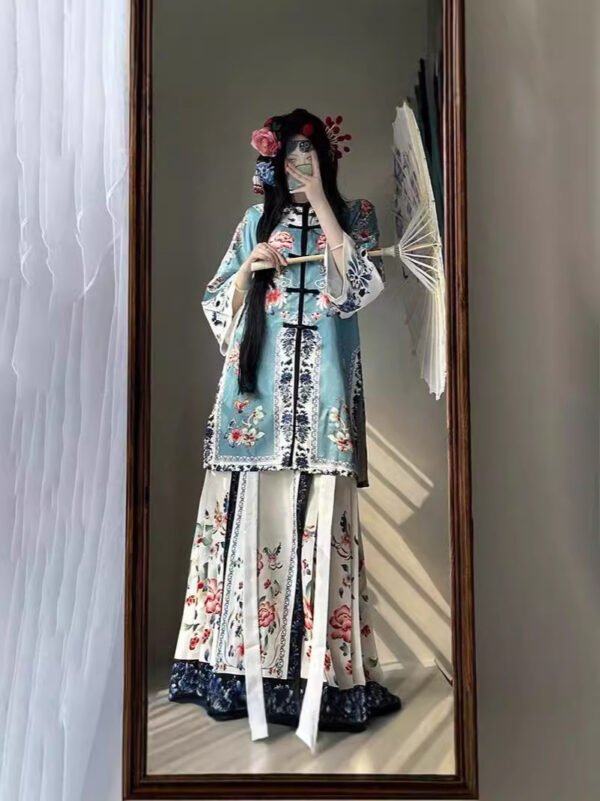 Womens Jin Dynasty Yellow Floral Print Ruqun Set