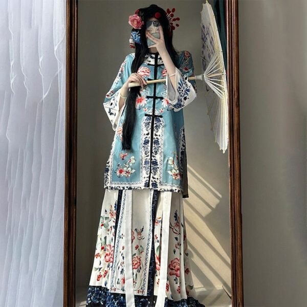 Womens Jin Dynasty Yellow Floral Print Ruqun Set