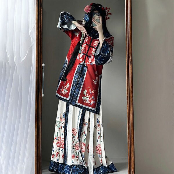 Womens Jin Dynasty Yellow Floral Print Ruqun Set