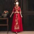 Chinese Modern Cheongsam Wedding Dress In Red Color