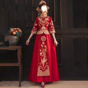 Chinese Modern Cheongsam Wedding Dress In Red Color