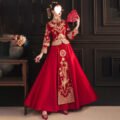 Chinese Modern Cheongsam Wedding Dress In Red Color