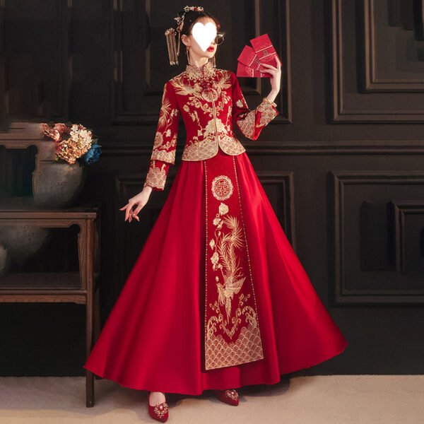 Chinese Modern Cheongsam Wedding Dress In Red Color