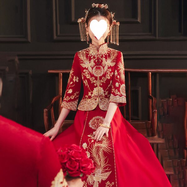 Chinese Modern Cheongsam Wedding Dress In Red Color