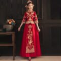 Chinese Modern Cheongsam Wedding Dress In Red Color
