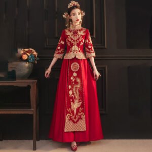 Chinese Modern Cheongsam Wedding Dress In Red Color