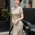 2025 summer high-end handmade silk cheongsam dress for women