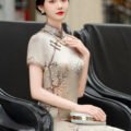 2025 summer high-end handmade silk cheongsam dress for women
