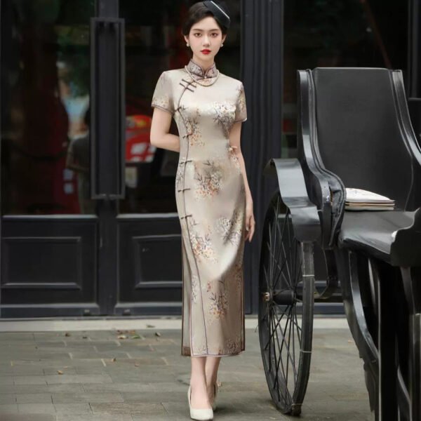 2025 summer high-end handmade silk cheongsam dress for women