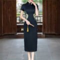 2025 summer high-end handmade silk cheongsam dress for women
