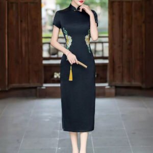 2025 summer high-end handmade silk cheongsam dress for women